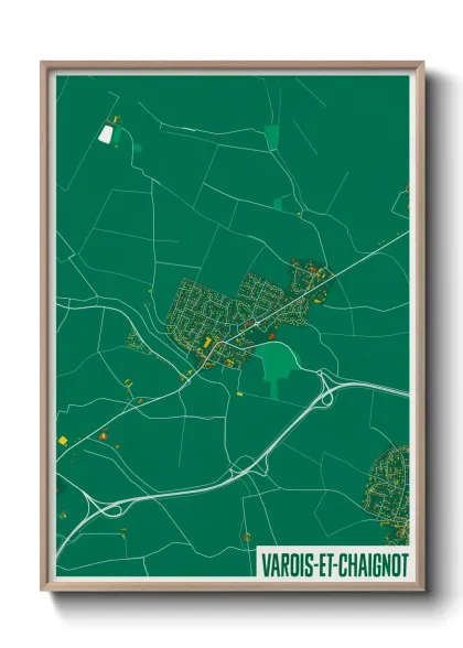 Une affiche de carte sur Varois-et-Chaignot