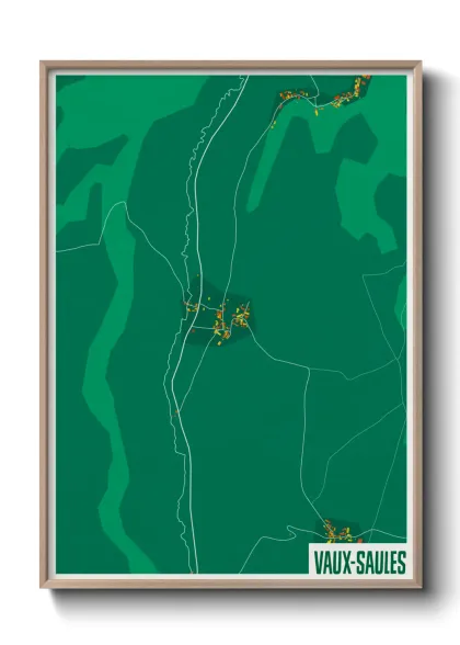 Une affiche de carte sur Vaux-Saules