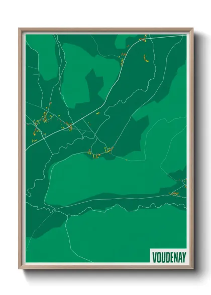 Une affiche de carte sur Voudenay
