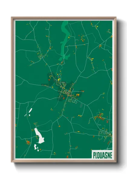 Une affiche de carte sur Plouasne