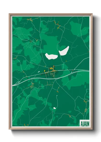 Une affiche de carte sur Ajain
