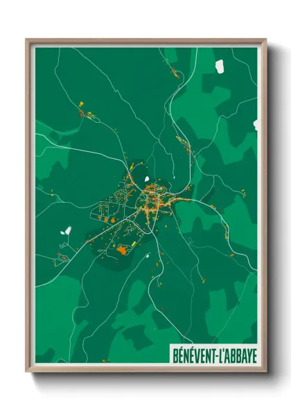 Une affiche de carte sur Bénévent-l'Abbaye