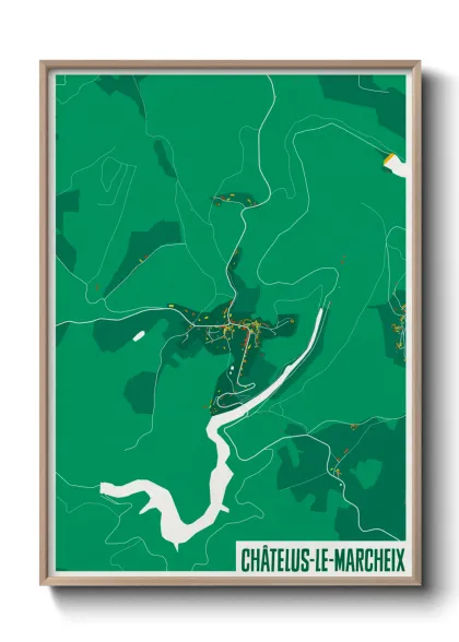 Une affiche de carte sur Châtelus-le-Marcheix