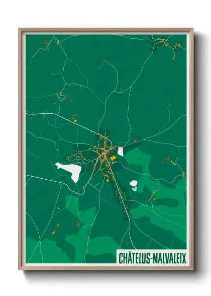 Une affiche de carte sur Châtelus-Malvaleix