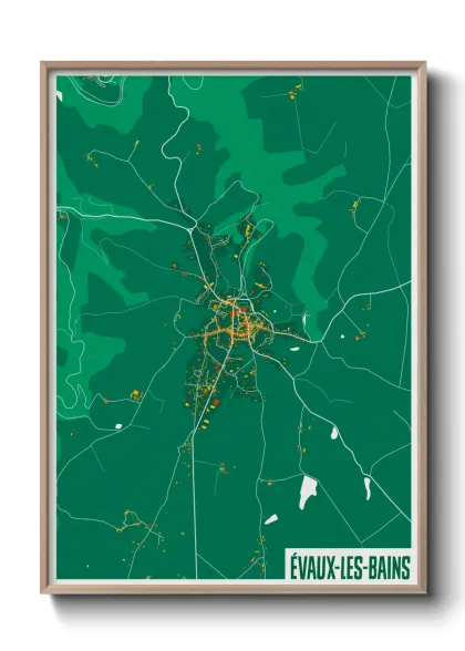 Une affiche de carte sur Évaux-les-Bains