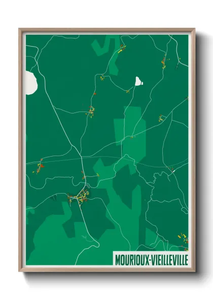 Une affiche de carte sur Mourioux-Vieilleville