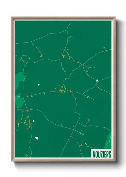 Une affiche de carte sur Nouziers