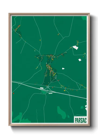 Une affiche de carte sur Parsac