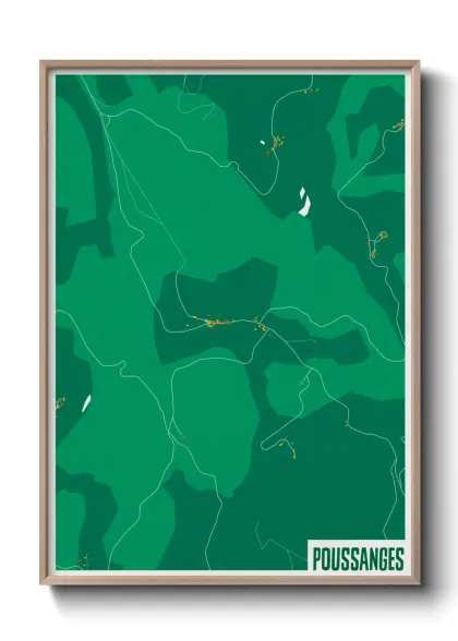 Une affiche de carte sur Poussanges