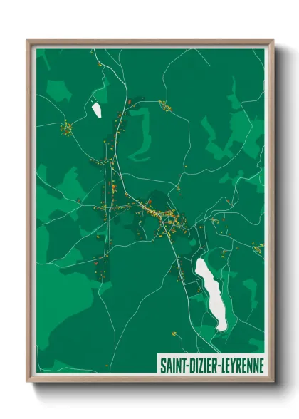Une affiche de carte sur Saint-Dizier-Leyrenne