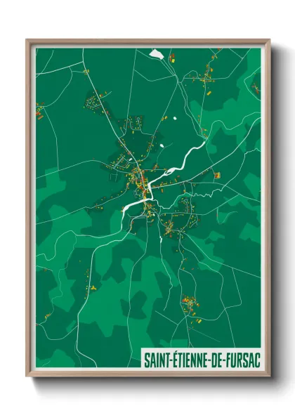 Une affiche de carte sur Saint-Étienne-de-Fursac