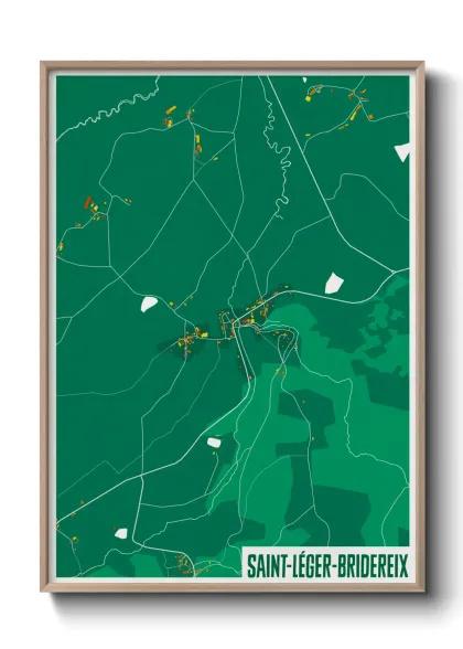Une affiche de carte sur Saint-Léger-Bridereix