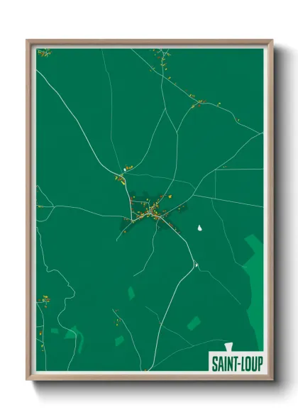 Une affiche de carte sur Saint-Loup