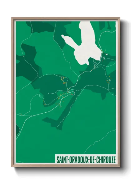 Une affiche de carte sur Saint-Oradoux-de-Chirouze
