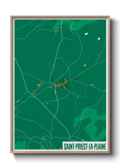 Une affiche de carte sur Saint-Priest-la-Plaine