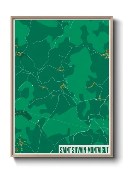 Une affiche de carte sur Saint-Silvain-Montaigut