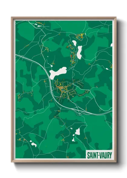 Une affiche de carte sur Saint-Vaury