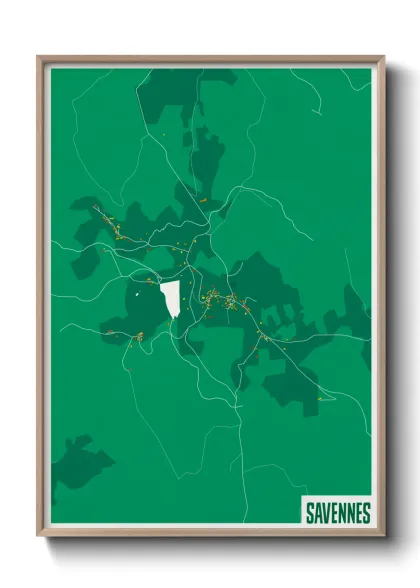 Une affiche de carte sur Savennes