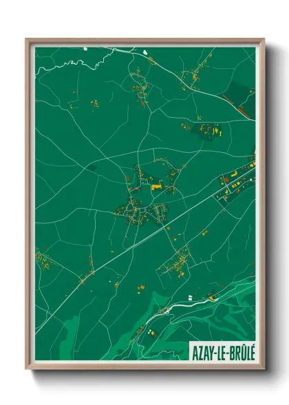 Une affiche de carte sur Azay-le-Brûlé