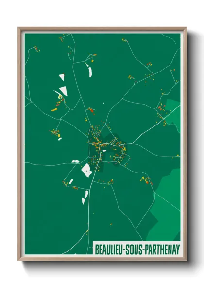 Une affiche de carte sur Beaulieu-sous-Parthenay