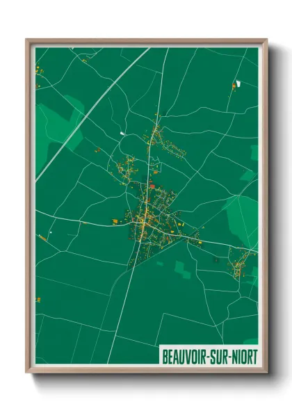 Une affiche de carte sur Beauvoir-sur-Niort