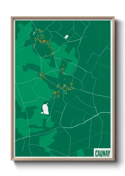 Une affiche de carte sur Caunay