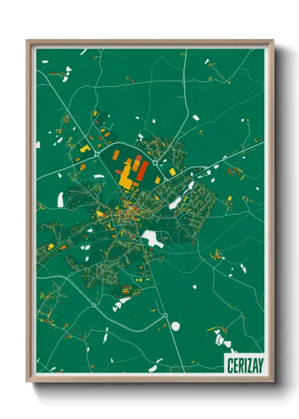 Une affiche de carte sur Cerizay