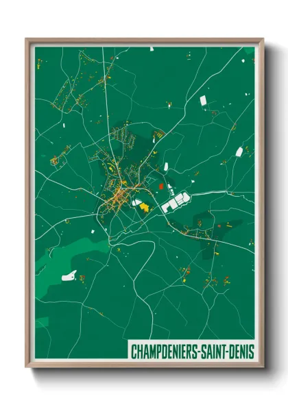 Une affiche de carte sur Champdeniers-Saint-Denis