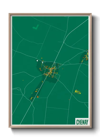 Une affiche de carte sur Chenay