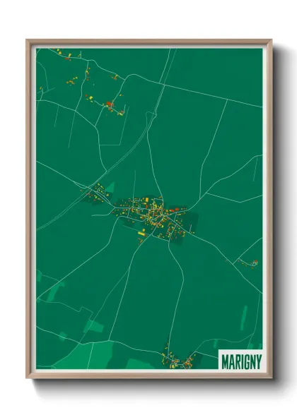 Une affiche de carte sur Marigny