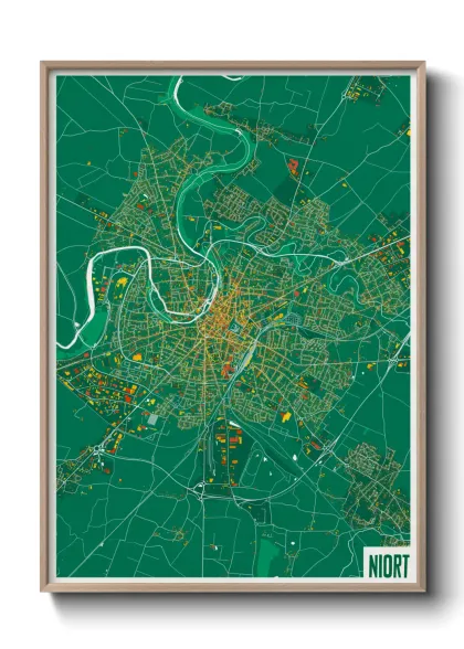 Une affiche de carte sur Niort