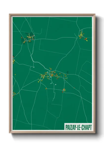 Une affiche de carte sur Paizay-le-Chapt