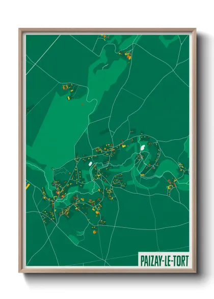 Une affiche de carte sur Paizay-le-Tort