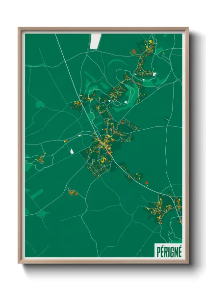 Une affiche de carte sur Périgné