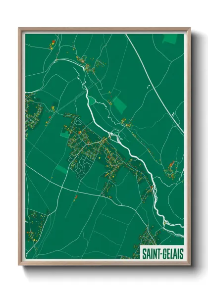 Une affiche de carte sur Saint-Gelais
