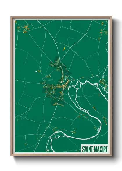 Une affiche de carte sur Saint-Maxire