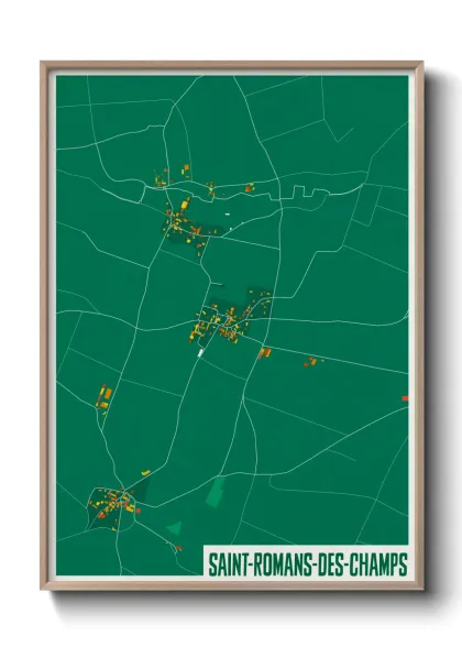 Une affiche de carte sur Saint-Romans-des-Champs