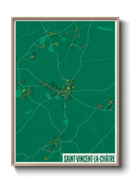 Une affiche de carte sur Saint-Vincent-la-Châtre