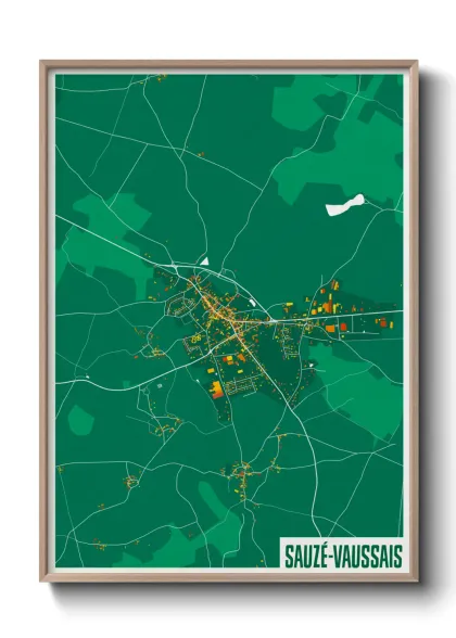 Une affiche de carte sur Sauzé-Vaussais
