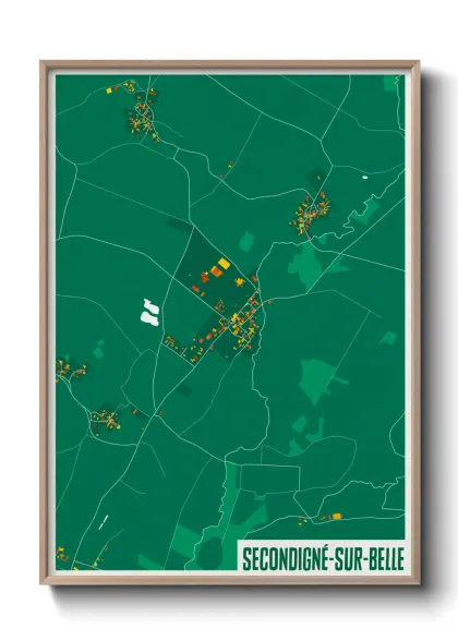 Une affiche de carte sur Secondigné-sur-Belle