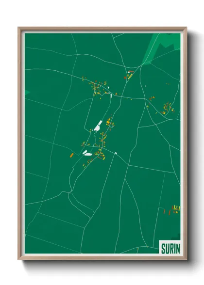 Une affiche de carte sur Surin