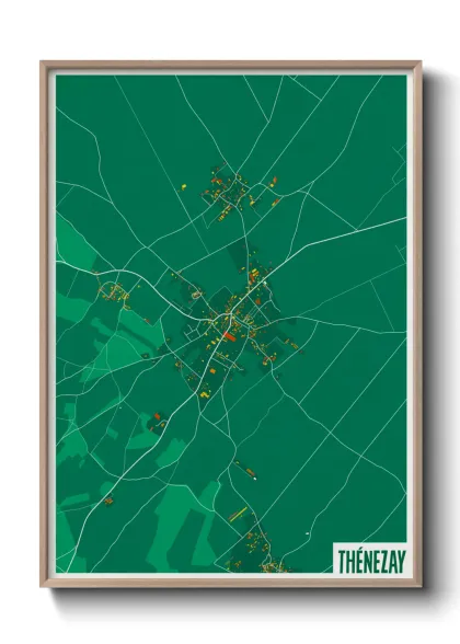 Une affiche de carte sur Thénezay