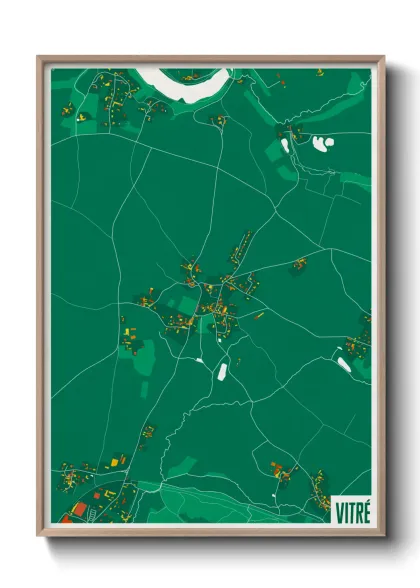 Une affiche de carte sur Vitré