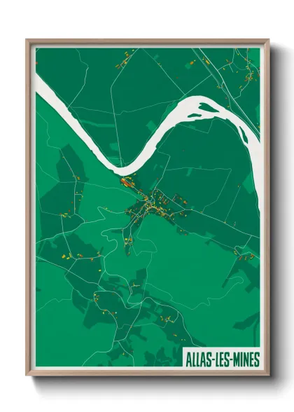 Une affiche de carte sur Allas-les-Mines