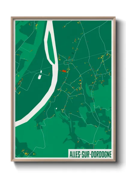 Une affiche de carte sur Alles-sur-Dordogne