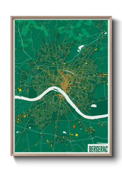 Une affiche de carte sur Bergerac