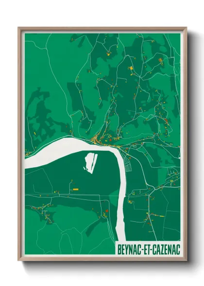 Une affiche de carte sur Beynac-et-Cazenac