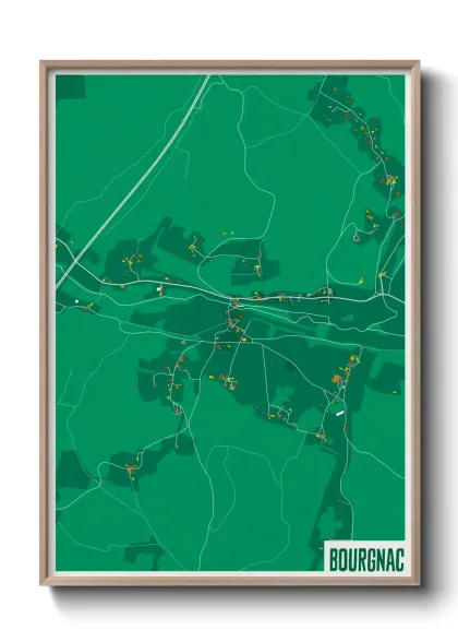 Une affiche de carte sur Bourgnac