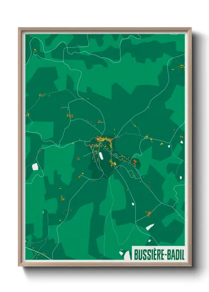 Une affiche de carte sur Bussière-Badil
