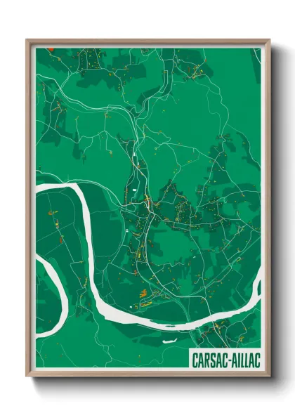Une affiche de carte sur Carsac-Aillac